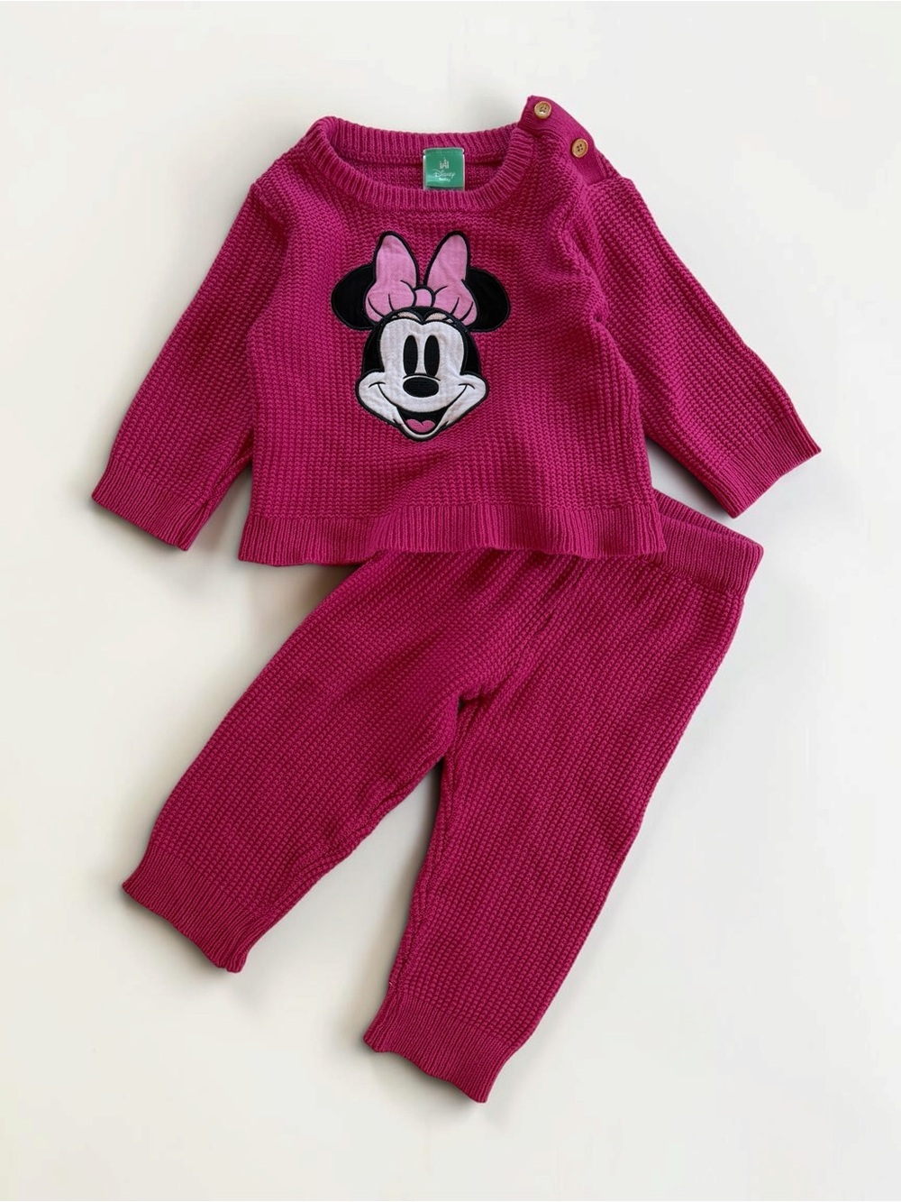 DISNEY VGUC Hot Pink 2PC Minnie Mouse Knit Sweater Set